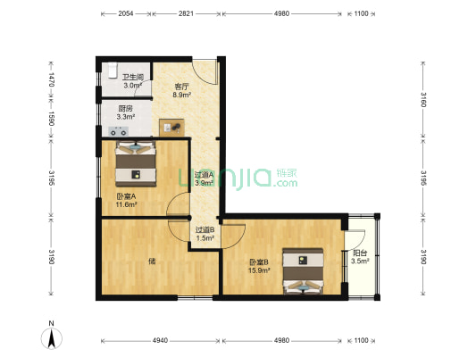 十里堡北里 2室1厅1卫 84平方