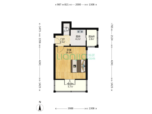春来胡同 1室0厅1卫 23平方