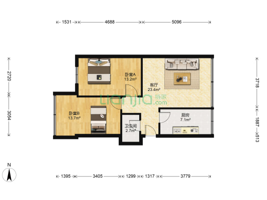 罗汉营路14号 2室1厅1卫 71平方