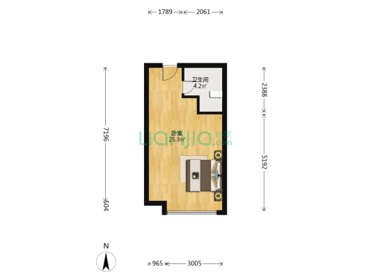 城北公馆 1室0厅1卫 48平方