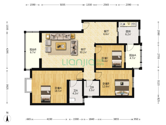 紫坪丽景 3室2厅2卫 121平方