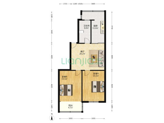 溪南新村（青莲路） 2室1厅1卫 88平方