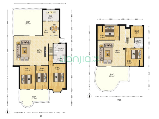 世纪芳洲 5室3厅3卫 179平方
