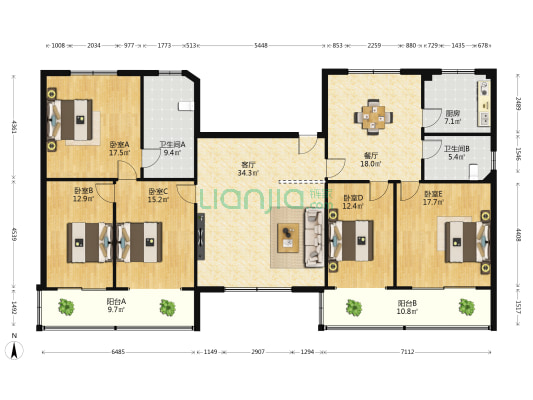 银墩街8号 5室2厅2卫 197平方