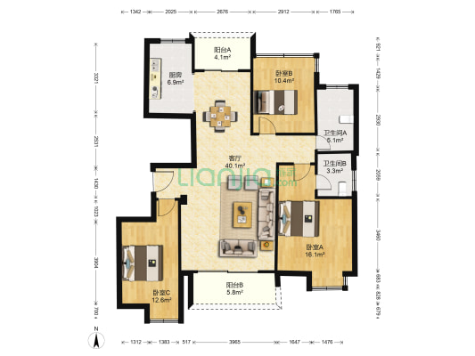 金树桥锦苑 3室1厅2卫 123平方