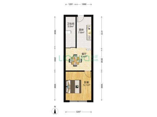魅力城(崇川区) 1室1厅1卫 52平方