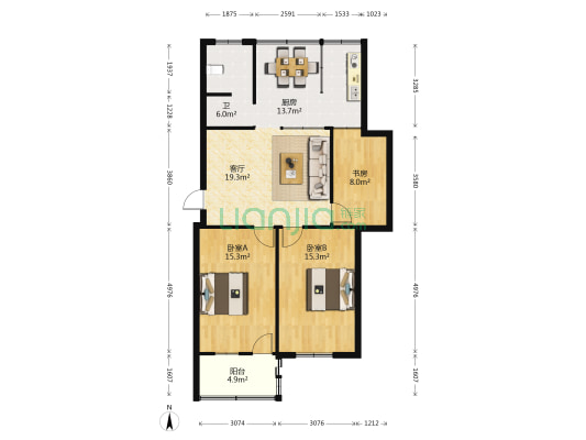 政协小区 3室1厅1卫 102平方