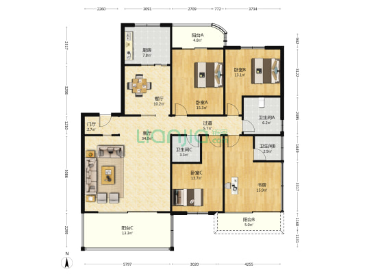 汇鑫温泉小区 4室2厅3卫 152平方