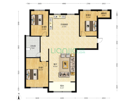世纪星城 3室1厅1卫 148平方