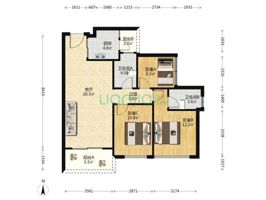 龙光·玖榕府 3室1厅2卫 94平方