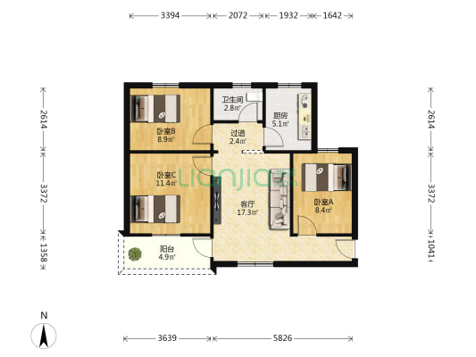 鹿礁路 3室1厅1卫 72平方