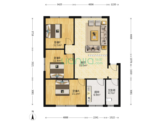 纺织街113号 3室1厅1卫 112平方