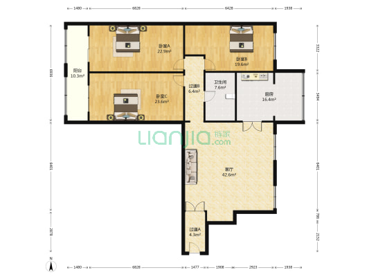 华美馨园小区 3室1厅1卫 192平方