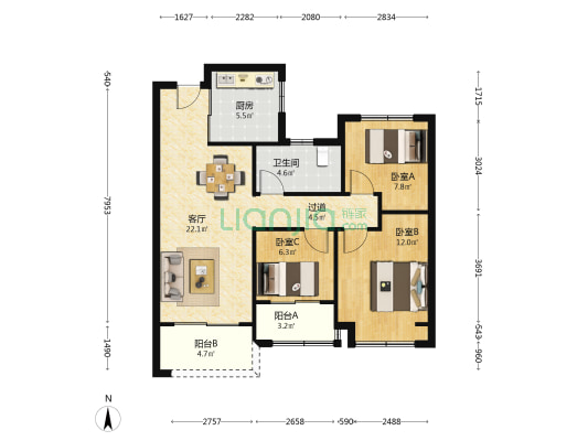 燕熙台A区 3室1厅1卫 94平方