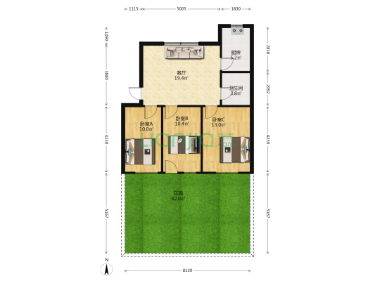 公疗家属院 3室1厅1卫 78平方