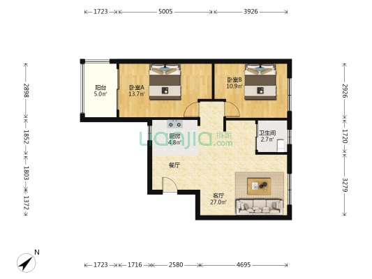 和驰清水茗居 2室1厅1卫 89平方