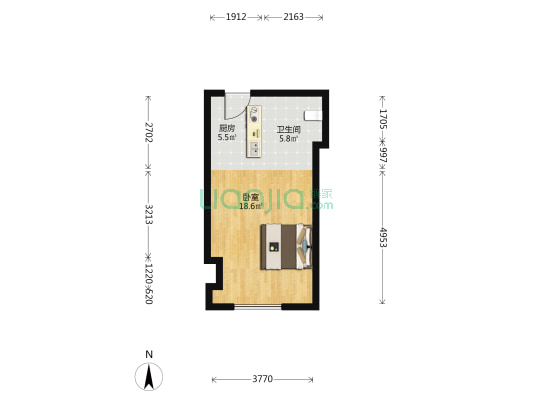 龙华大厦 1室0厅1卫 46平方