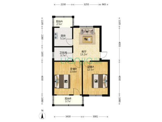人保家属院 2室1厅1卫 67平方