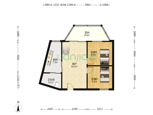 电视台大院 2室1厅1卫 78平方
