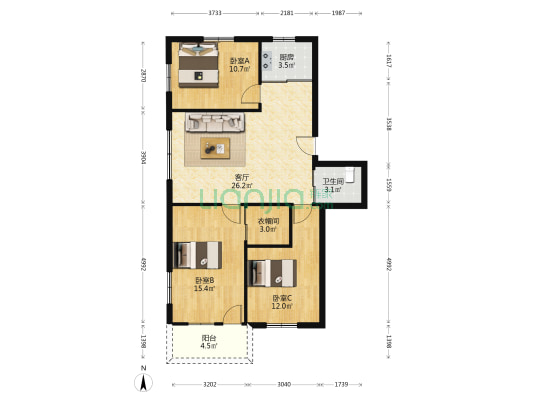 浙南农贸市场 3室1厅1卫 101平方