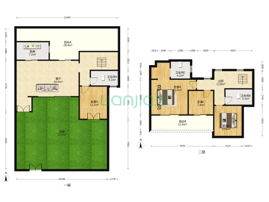濮塘桃里 4室1厅3卫 166平方