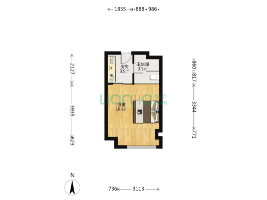 滨湖凡高 1室0厅1卫 37平方