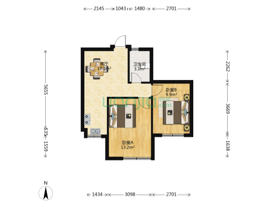 大成坊二村 2室1厅1卫 57平方