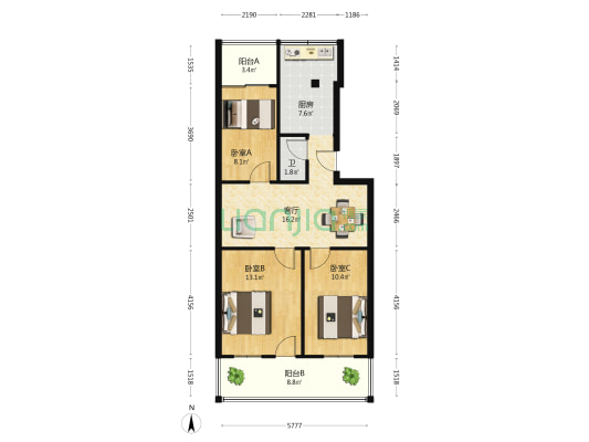 三秀社区 3室1厅1卫 76平方