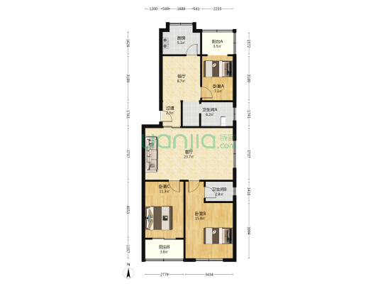 平顶山人民政府驻郑州办事处 3室2厅2卫 111平方