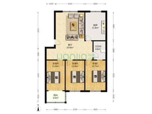 西湖花园 3室1厅1卫 111平方