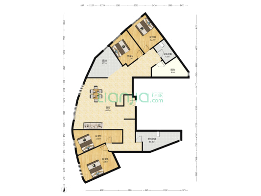 龙悦大厦 4室1厅2卫 245平方