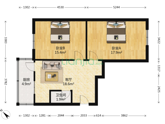 七纬路 2室1厅1卫 69平方