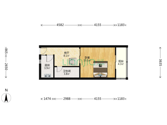 西昌里 1室1厅1卫 42平方