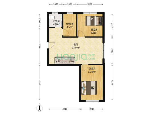 齿轮厂宿舍 2室1厅1卫 77平方