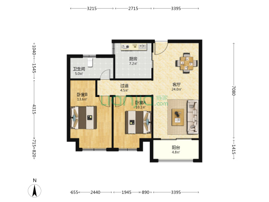 淞南花园 2室1厅1卫 101平方