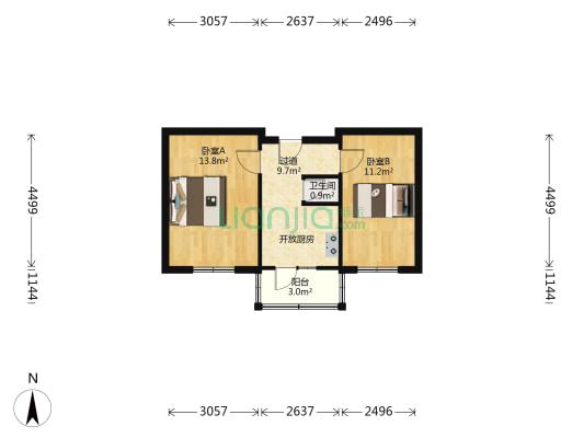 宝石社区 2室0厅1卫 51平方