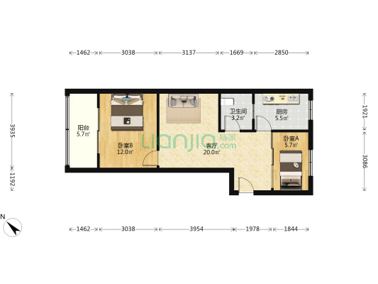 武铁汽车队小区 2室1厅1卫 64平方