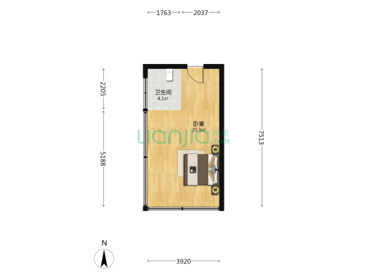 正祥中流砥柱 1室0厅1卫 40平方