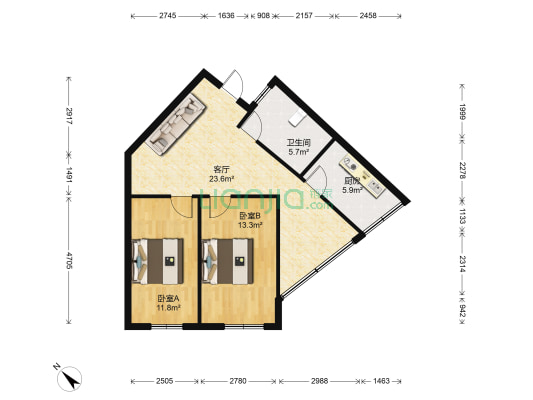 广汇综合楼 2室1厅1卫 80平方