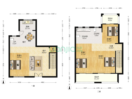 融信海月江潮 4室1厅3卫 172平方