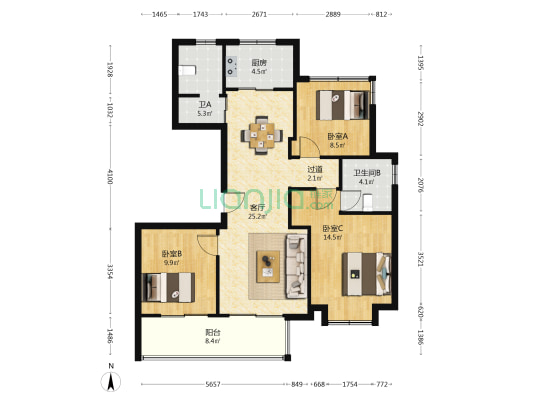 吉瑞府 3室1厅2卫 106平方