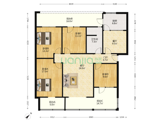 万春路269号 4室2厅1卫 146平方