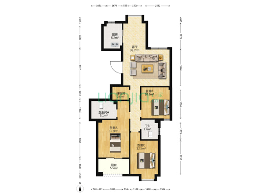 御溪景苑 3室1厅2卫 128平方