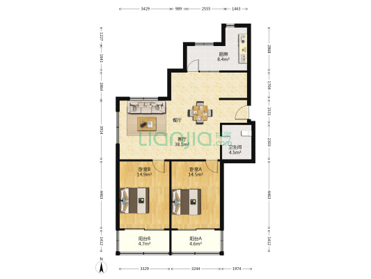 人民北路10弄 2室1厅1卫 97平方