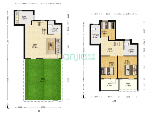 绿地·溪山境 3室1厅3卫 114平方
