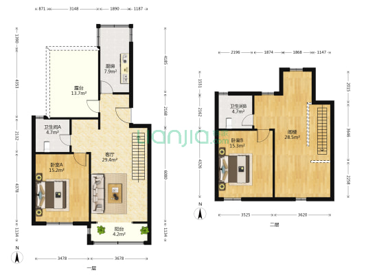 目华新村 2室1厅2卫 122平方