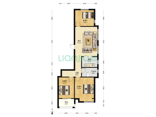 融茂广场 3室1厅1卫 103平方