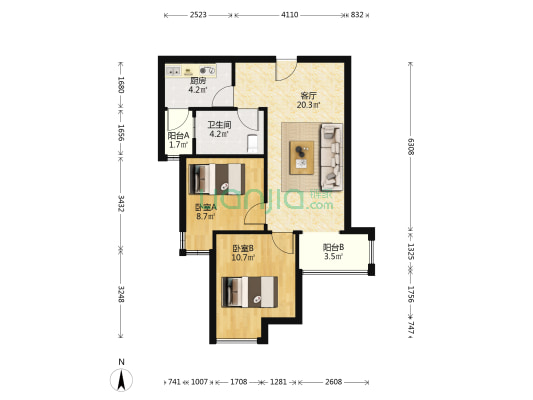 高品质社区！园林式环境！保利物业！集体供暖.-户型图
