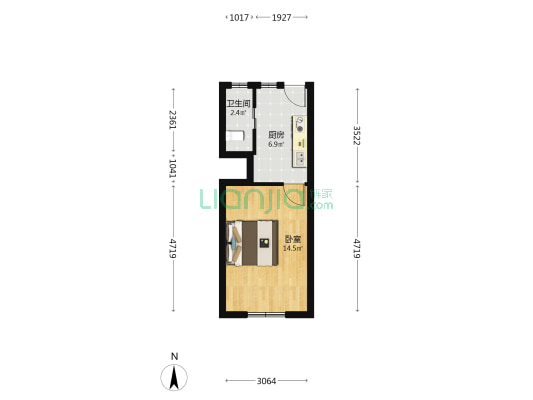 横沔江路258弄 1室0厅1卫 31平方