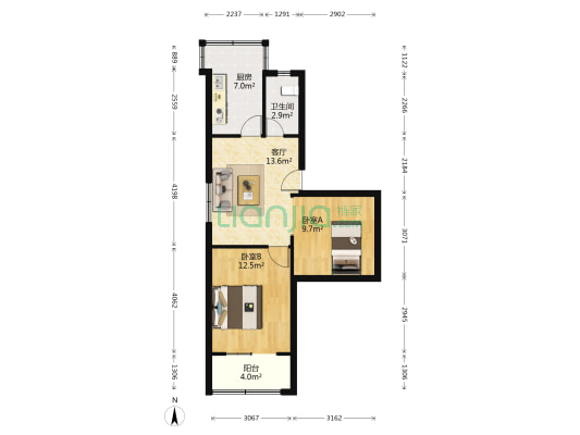 中行外贸家属院 2室1厅1卫 65平方